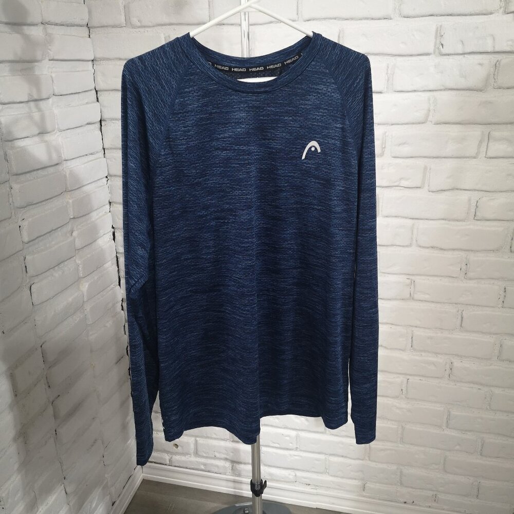 Head Men's Size Large Blue & Black Long Sleeve Lightweight Polo